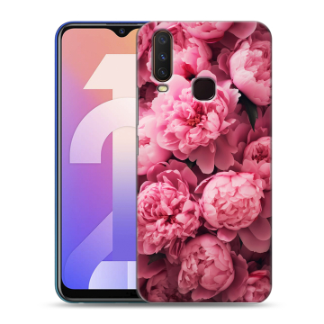 Силиконовый чехол на Vivo Y12 с принтом цветы пионы
