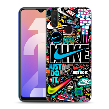 Силиконовый чехол на Vivo Y12 с принтом найк nike черный Силиконовый чехол на Vivo Y12 с принтом найк nike черный