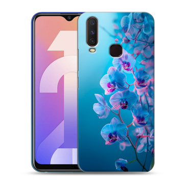 Силиконовый чехол на Vivo Y12 с принтом голубые орхидеи