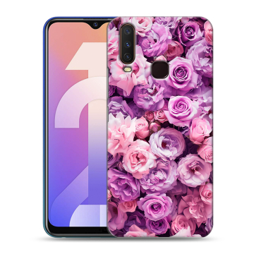 Силиконовый чехол на Vivo Y12 с принтом лавандовые розы
