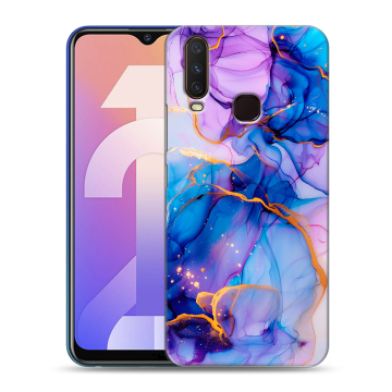 Силиконовый чехол на Vivo Y12 с принтом синий мрамор