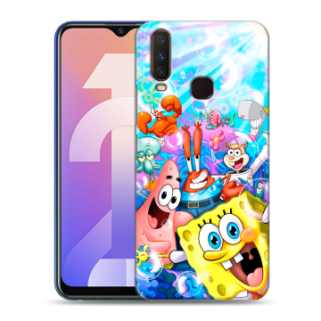 Силиконовый чехол на Vivo Y12 с принтом спанчбоб спанч боб