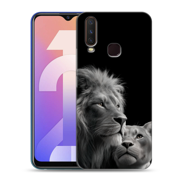 Силиконовый чехол на Vivo Y12 с принтом Лев кошки