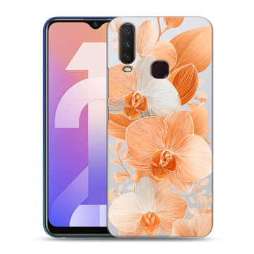 Силиконовый чехол на Vivo Y12 с принтом Бежевые цветы
