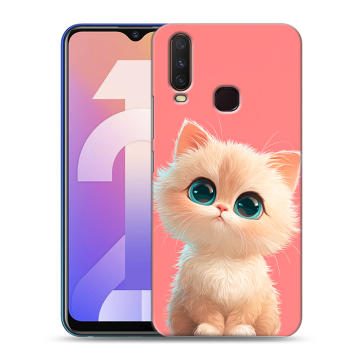 Силиконовый чехол на Vivo Y12 с принтом Розовый котенок