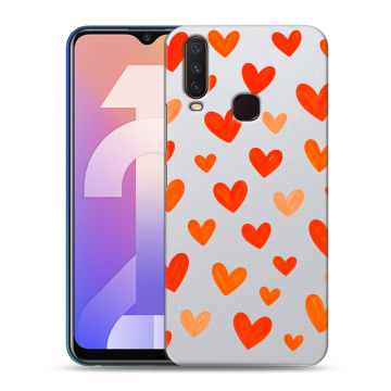 Силиконовый чехол на Vivo Y12 с принтом Сердечки