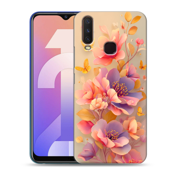 Силиконовый чехол на Vivo Y12 с принтом Цветы и бабочки