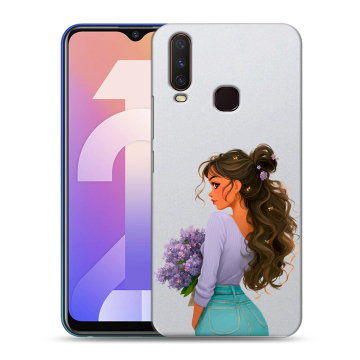 Силиконовый чехол на Vivo Y12 с принтом девушка цветы