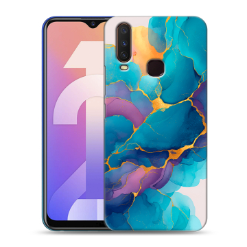 Силиконовый чехол на Vivo Y12 с принтом Мрамор блестки