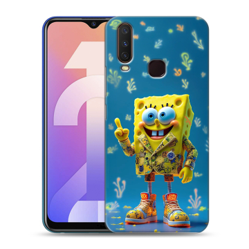 Силиконовый чехол на Vivo Y12 с принтом Спанч боб Спанчбоб
