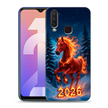 Силиконовый чехол на Vivo Y12 с принтом Новый год коня