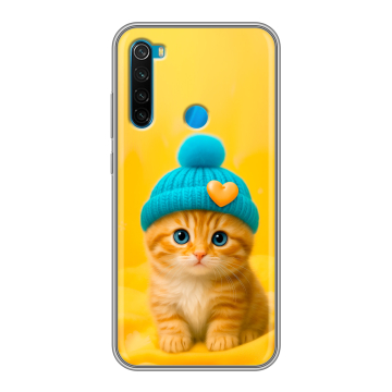Силиконовый чехол на Xiaomi RedMi Note 8 с принтом Котенок в шапке