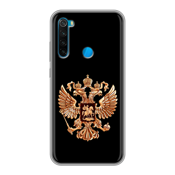 Силиконовый чехол на Xiaomi RedMi Note 8 с принтом Герб России золотой