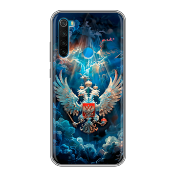 Силиконовый чехол на Xiaomi RedMi Note 8 с принтом Герб флаг России Силиконовый чехол на Xiaomi RedMi Note 8 с принтом Герб флаг России