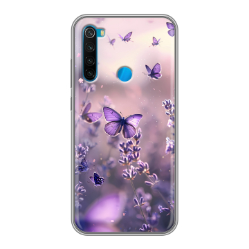 Силиконовый чехол на Xiaomi RedMi Note 8 с принтом бабочки и лаванда Силиконовый чехол на Xiaomi RedMi Note 8 с принтом бабочки и лаванда