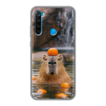 Силиконовый чехол на Xiaomi RedMi Note 8 с принтом Капибара с апельсином