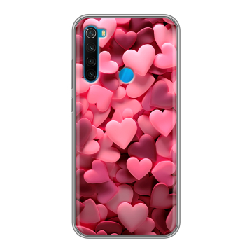 Силиконовый чехол на Xiaomi RedMi Note 8 с принтом розовые сердечки Силиконовый чехол на Xiaomi RedMi Note 8 с принтом розовые сердечки