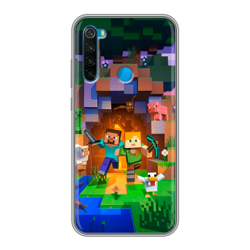 Силиконовый чехол на Xiaomi RedMi Note 8 с принтом Майнкрафт Minecraft