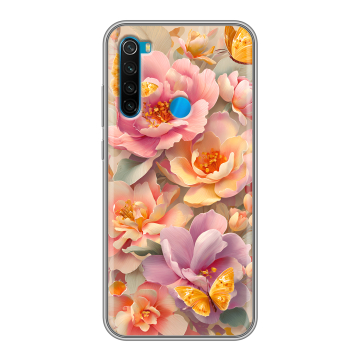 Силиконовый чехол на Xiaomi RedMi Note 8 с принтом Цветы и бабочки