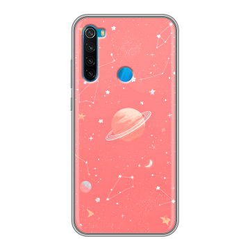 Силиконовый чехол на Xiaomi RedMi Note 8 с принтом Розовый космос