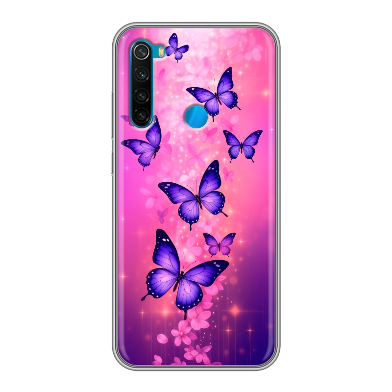 Силиконовый чехол на Xiaomi RedMi Note 8 с принтом Бабочки Силиконовый чехол на Xiaomi RedMi Note 8 с принтом Бабочки