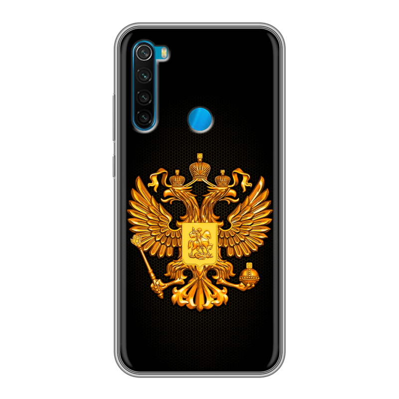 Силиконовый чехол на Xiaomi RedMi Note 8 с принтом Герб России желтый Силиконовый чехол на Xiaomi RedMi Note 8 с принтом Герб России желтый