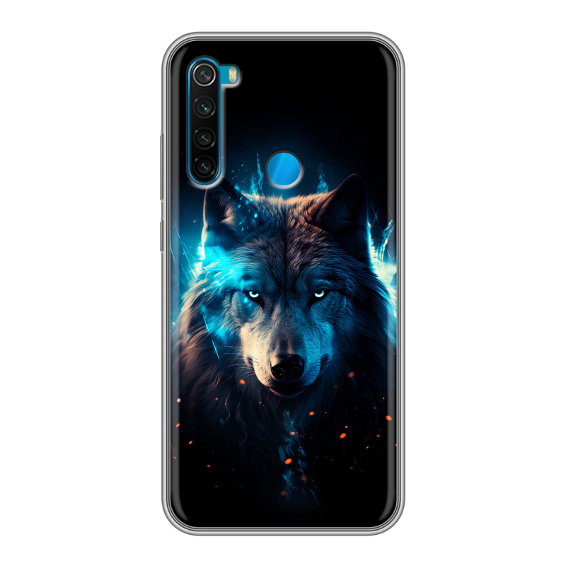Силиконовый чехол на Xiaomi RedMi Note 8 с принтом Волк ночной Силиконовый чехол на Xiaomi RedMi Note 8 с принтом Волк ночной