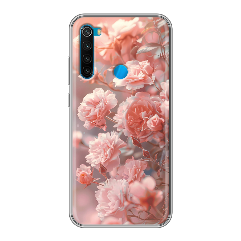 Силиконовый чехол на Xiaomi RedMi Note 8 с принтом Розовые розы Силиконовый чехол на Xiaomi RedMi Note 8 с принтом Розовые розы