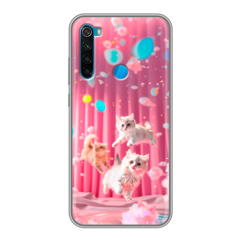 Силиконовый чехол на Xiaomi RedMi Note 8 с принтом милые котики Силиконовый чехол на Xiaomi RedMi Note 8 с принтом милые котики