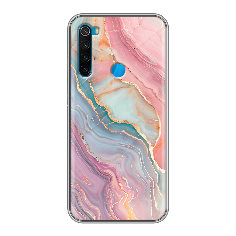 Силиконовый чехол на Xiaomi RedMi Note 8 с принтом розовый мрамор Силиконовый чехол на Xiaomi RedMi Note 8 с принтом розовый мрамор
