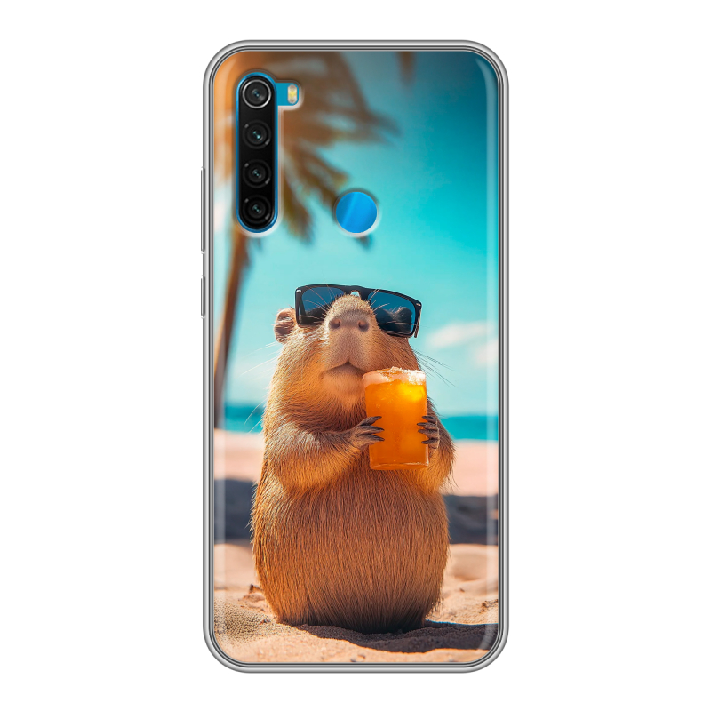 Силиконовый чехол на Xiaomi RedMi Note 8 с принтом Капибара Силиконовый чехол на Xiaomi RedMi Note 8 с принтом Капибара