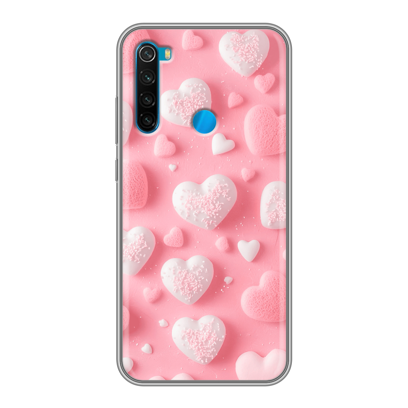 Силиконовый чехол на Xiaomi RedMi Note 8 с принтом Сердечки Силиконовый чехол на Xiaomi RedMi Note 8 с принтом Сердечки