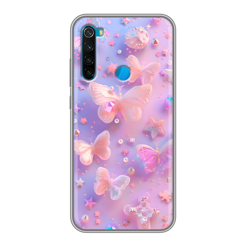 Силиконовый чехол на Xiaomi RedMi Note 8 с принтом Бабочки Силиконовый чехол на Xiaomi RedMi Note 8 с принтом Бабочки