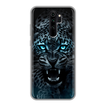 Силиконовый чехол на Xiaomi RedMi Note 8 Pro с принтом Темный леопард Силиконовый чехол на Xiaomi RedMi Note 8 Pro с принтом Темный леопард