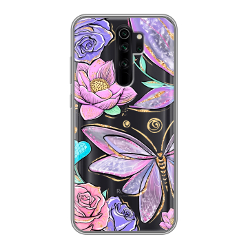 Силиконовый чехол на Xiaomi RedMi Note 8 Pro с принтом Бабочки и цветы