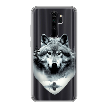 Силиконовый чехол на Xiaomi RedMi Note 8 Pro с принтом Волк в лесу