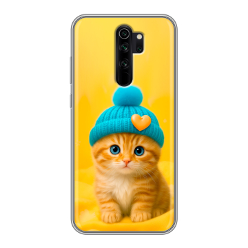 Силиконовый чехол на Xiaomi RedMi Note 8 Pro с принтом Котенок в шапке Силиконовый чехол на Xiaomi RedMi Note 8 Pro с принтом Котенок в шапке