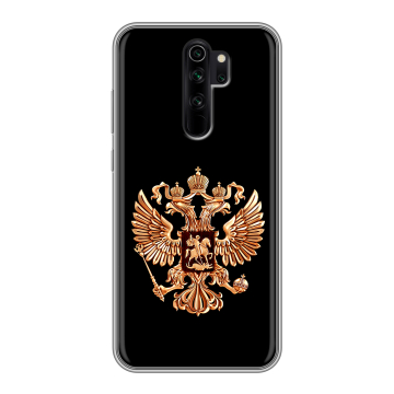 Силиконовый чехол на Xiaomi RedMi Note 8 Pro с принтом Герб России золотой
