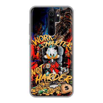 Силиконовый чехол на Xiaomi RedMi Note 8 Pro с принтом Дональд Дак Деньги Силиконовый чехол на Xiaomi RedMi Note 8 Pro с принтом Дональд Дак Деньги