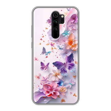 Силиконовый чехол на Xiaomi RedMi Note 8 Pro с принтом цветы бабочки