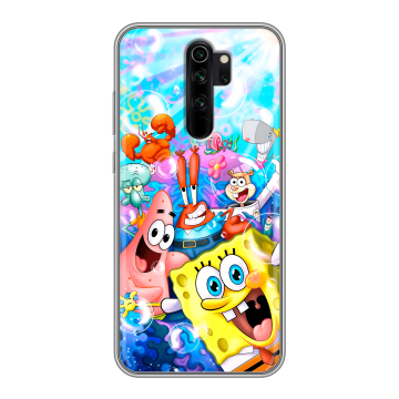 Силиконовый чехол на Xiaomi RedMi Note 8 Pro с принтом спанчбоб спанч боб Силиконовый чехол на Xiaomi RedMi Note 8 Pro с принтом спанчбоб спанч боб