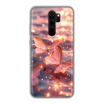 Силиконовый чехол на Xiaomi RedMi Note 8 Pro с принтом бабочки розовые Силиконовый чехол на Xiaomi RedMi Note 8 Pro с принтом бабочки розовые