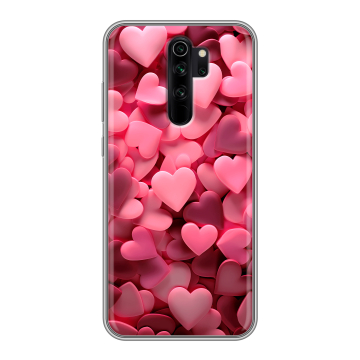 Силиконовый чехол на Xiaomi RedMi Note 8 Pro с принтом розовые сердечки