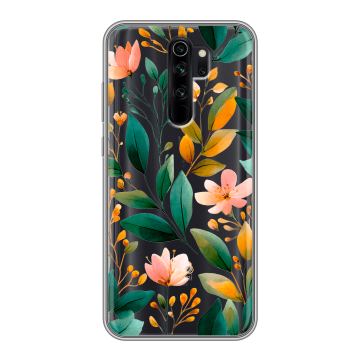 Силиконовый чехол на Xiaomi RedMi Note 8 Pro с принтом Цветы паттерн