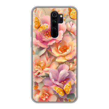 Силиконовый чехол на Xiaomi RedMi Note 8 Pro с принтом Цветы и бабочки