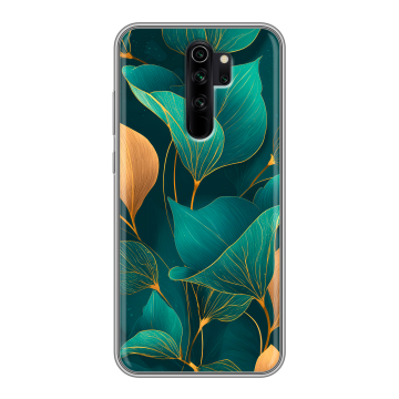 Силиконовый чехол на Xiaomi RedMi Note 8 Pro с принтом Листья и золото