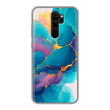 Силиконовый чехол на Xiaomi RedMi Note 8 Pro с принтом Мрамор блестки