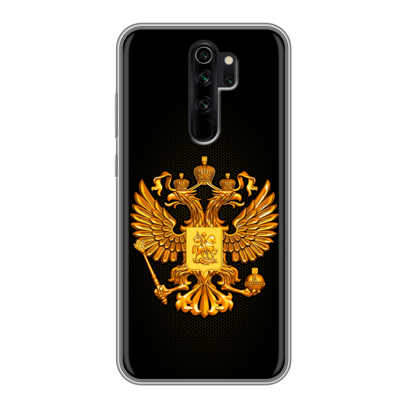 Силиконовый противоударный чехол на Xiaomi RedMi Note 8 Pro с принтом Герб России желтый Силиконовый противоударный чехол на Xiaomi RedMi Note 8 Pro с принтом Герб России желтый