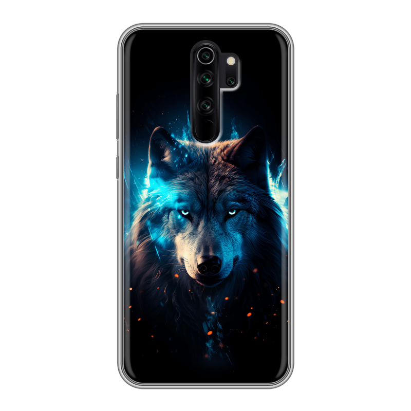 Силиконовый чехол на Xiaomi RedMi Note 8 Pro с принтом Волк ночной Силиконовый чехол на Xiaomi RedMi Note 8 Pro с принтом Волк ночной