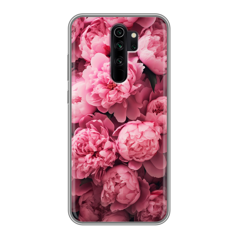 Силиконовый чехол на Xiaomi RedMi Note 8 Pro с принтом цветы пионы Силиконовый чехол на Xiaomi RedMi Note 8 Pro с принтом цветы пионы